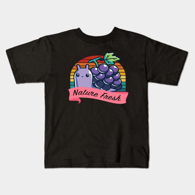 nature fresh grape snail Kids T-Shirt by penak sing maido